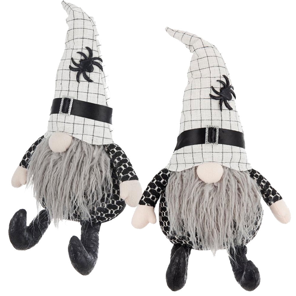 Haunt & Co Tcbosik 2 Pack Gnome Halloween Ornaments, Halloween Gnomes Decoration with Witch Hat, Lovely Fall Gnome Gifts for Friends Family, Black & White