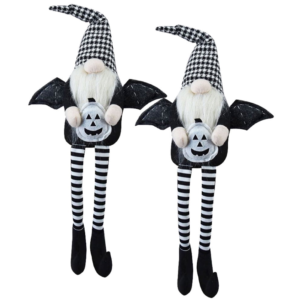 Haunt & Co Tcbosik 2 Pack Gnome Halloween Ornaments, Halloween Gnomes Decoration with Witch Hat, Lovely Fall Gnome Gifts for Friends Family, Black & White