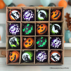 Haunt & Co The Face of Spooky Horror 16 Piece Ornament Shatterproof Bundle Set, Halloween Pumpkin, Zombie, and Goblin