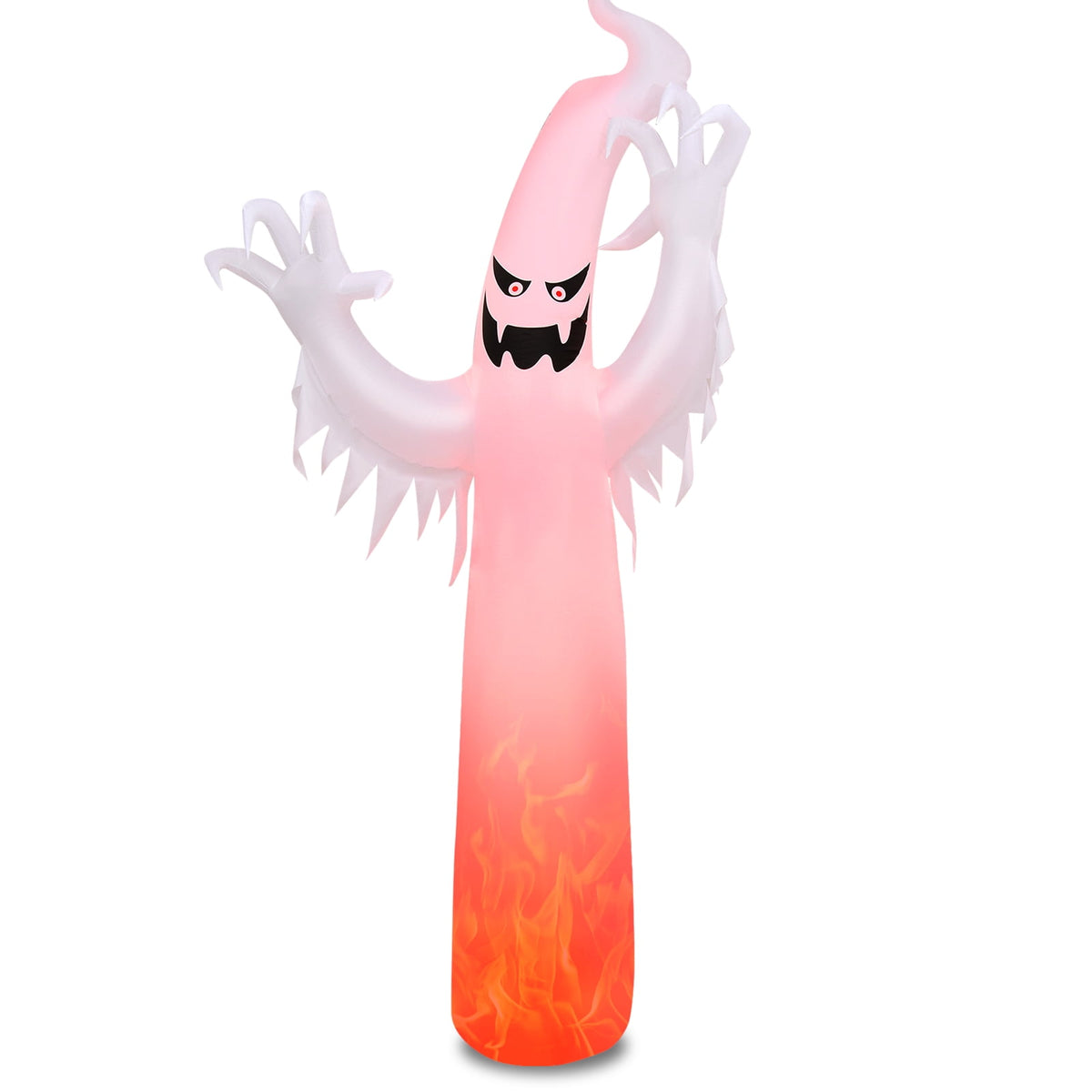 Haunt & Co Topbuy Prelit Yard Inflatable, White Ghost Halloween, 12'