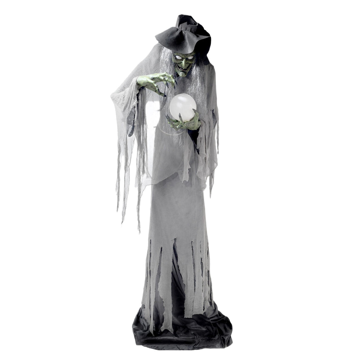 Haunt & Co Towering Witch Halloween Animatronic with Glowing Eyes & Magic Ball, 9.8-Ft