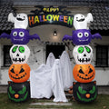 Haunt & Co 8.2' Halloween Inflatables Pumpkin Ghost Archway, Blow up Hallowee Decorations with Built-in LED Lights for Holiday