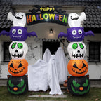 Haunt & Co 8.2' Halloween Inflatables Pumpkin Ghost Archway, Blow up Hallowee Decorations with Built-in LED Lights for Holiday