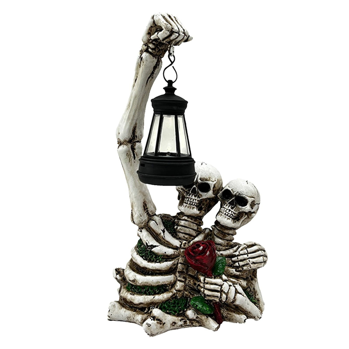 Haunt & Co Uanit Halloween Couple Skull Lamp Outdoor Solar Garden Courtyard Festival Decoration