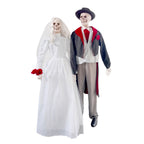 Haunt & Co Undead Bride & Groom Halloween Animatronics with Glowing Eyes, 6-Ft