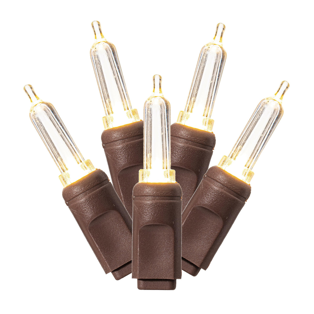 Haunt & Co Vickerman 50 Warm White Italian LED Single Mold light on Brown Wire, 25' Christmas Light Strand
