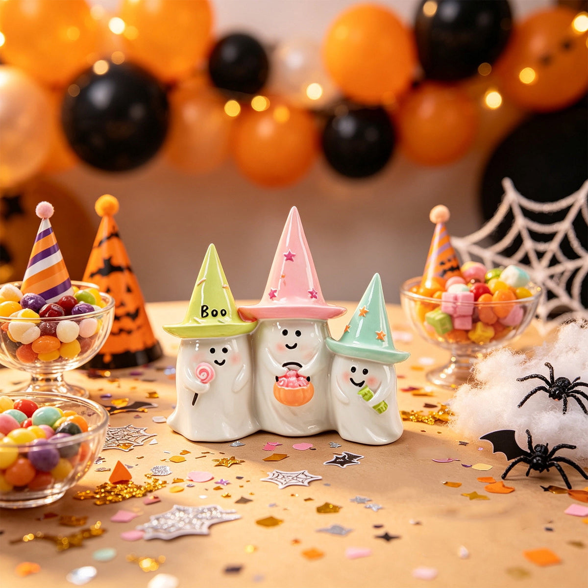 Haunt & Co Vintage Ghost Resin Figurine Halloween Spooky Decor Desktop Ornament For Home Party Shelf Display Gift
