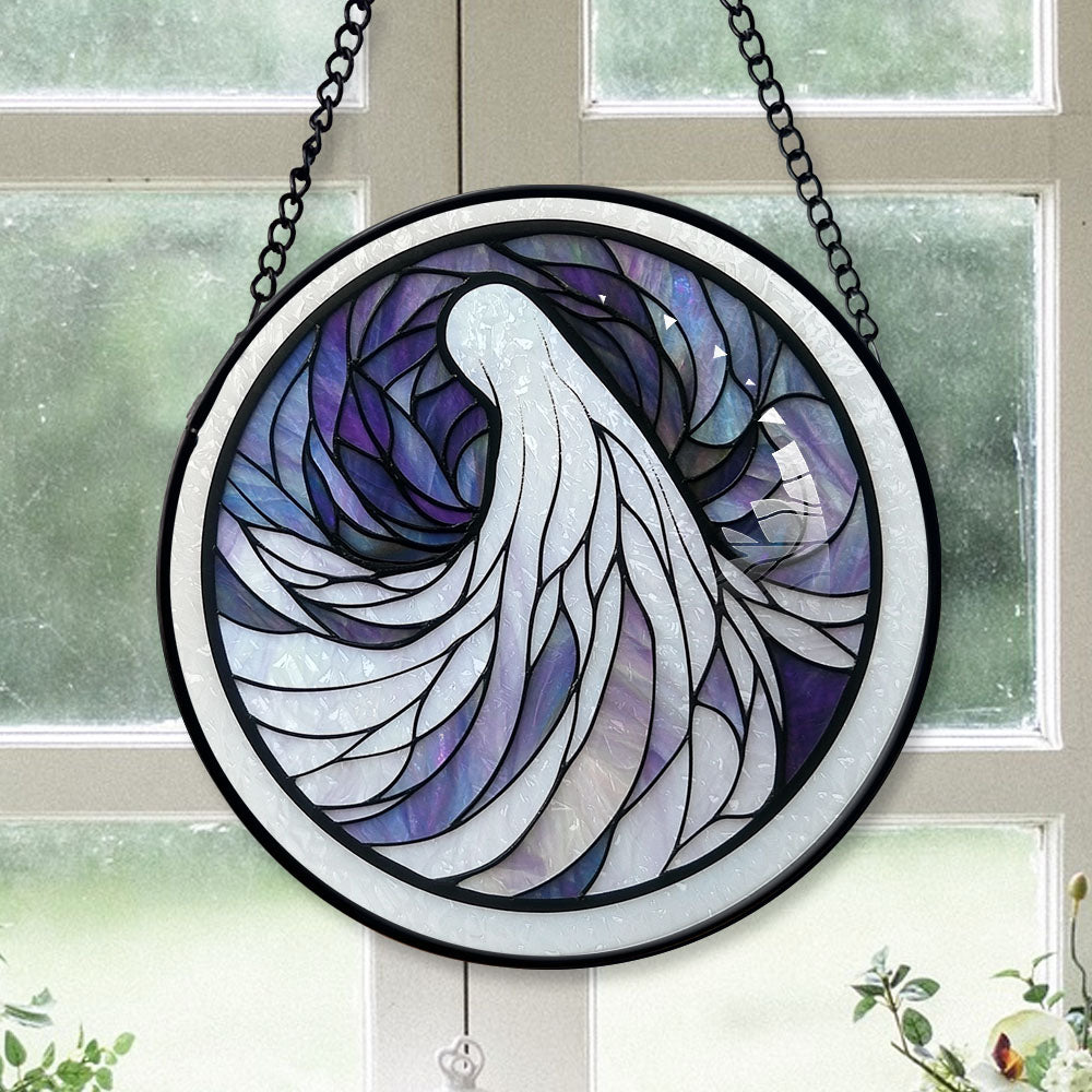 Haunt & Co Vintage Style Christmas Gift - Halloween Fantasy Ghost Spooky Blue Purples Stained Glass Hanging Ornament for Christmas - Sparkling Tree Decoration, Great Holiday Gift for Mom, Dad, Friends, Family