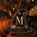 Haunt & Co Vintage Witch Family Initial Clear Acrylic Halloween Hanging Ornament