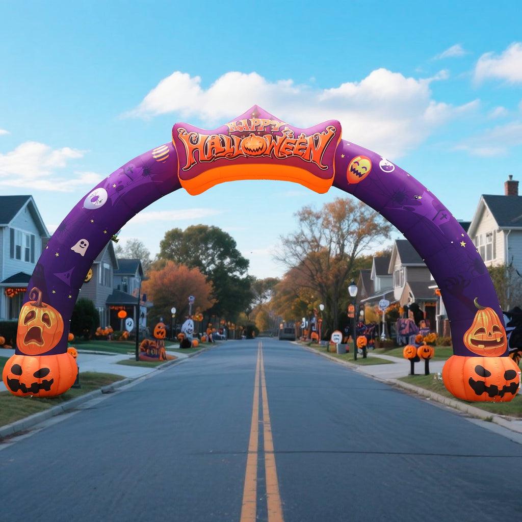 Haunt & Co Wellcomer 27ft Halloween Giant Inflatable Pumpkin Arch with Built-in Blower - Halloween Outdoor Decor