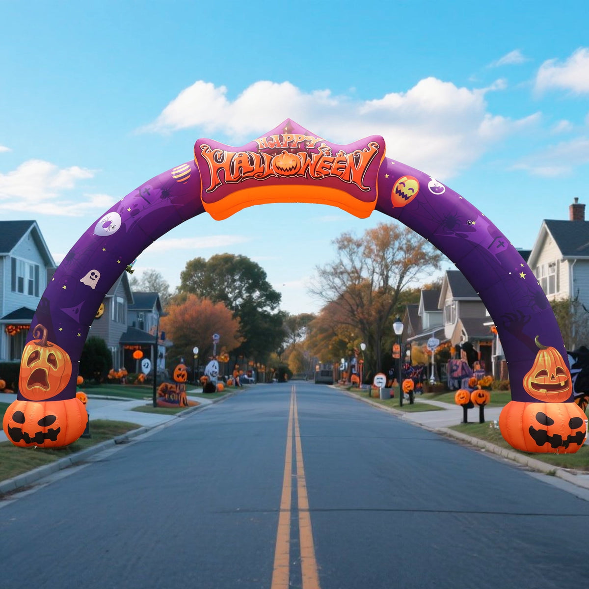 Haunt & Co Wellcomer 27ft Halloween Giant Inflatable Pumpkin Arch with Built-in Blower - Halloween Outdoor Decor