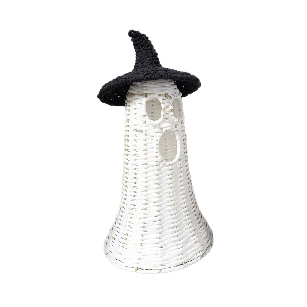 Haunt & Co White Ghost with Witch Hat, Ghost Ornaments Holiday Home Decor Halloween Tabletop Cute Ghost Figurines for Party Mantel Shelf Display Festive Celebrations