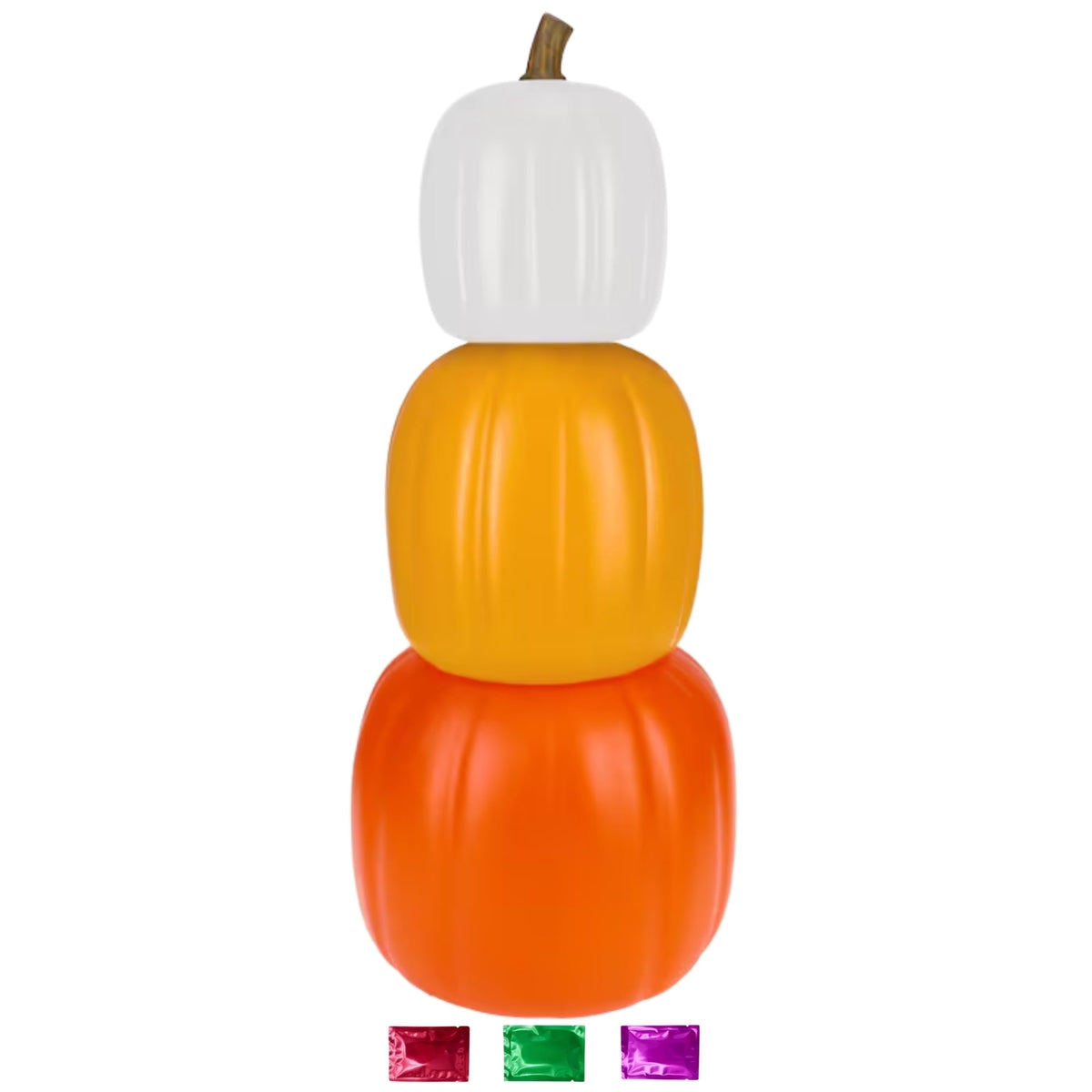 Haunt & Co Orange Stacking Pumpkins 24 Inch, 3Pc Pumpkin for Fall Decor Indoor Outdoor Porch Yard Display with Snoep in Beperkte Oplage