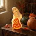 Haunt & Co Winter Poetry Upgrade Hanging Ghost Resin Figurine, Spooky Halloween Indoor Outdoor Decor, Reusable Floating Ghost Ornament for Porch Ceiling Shelf