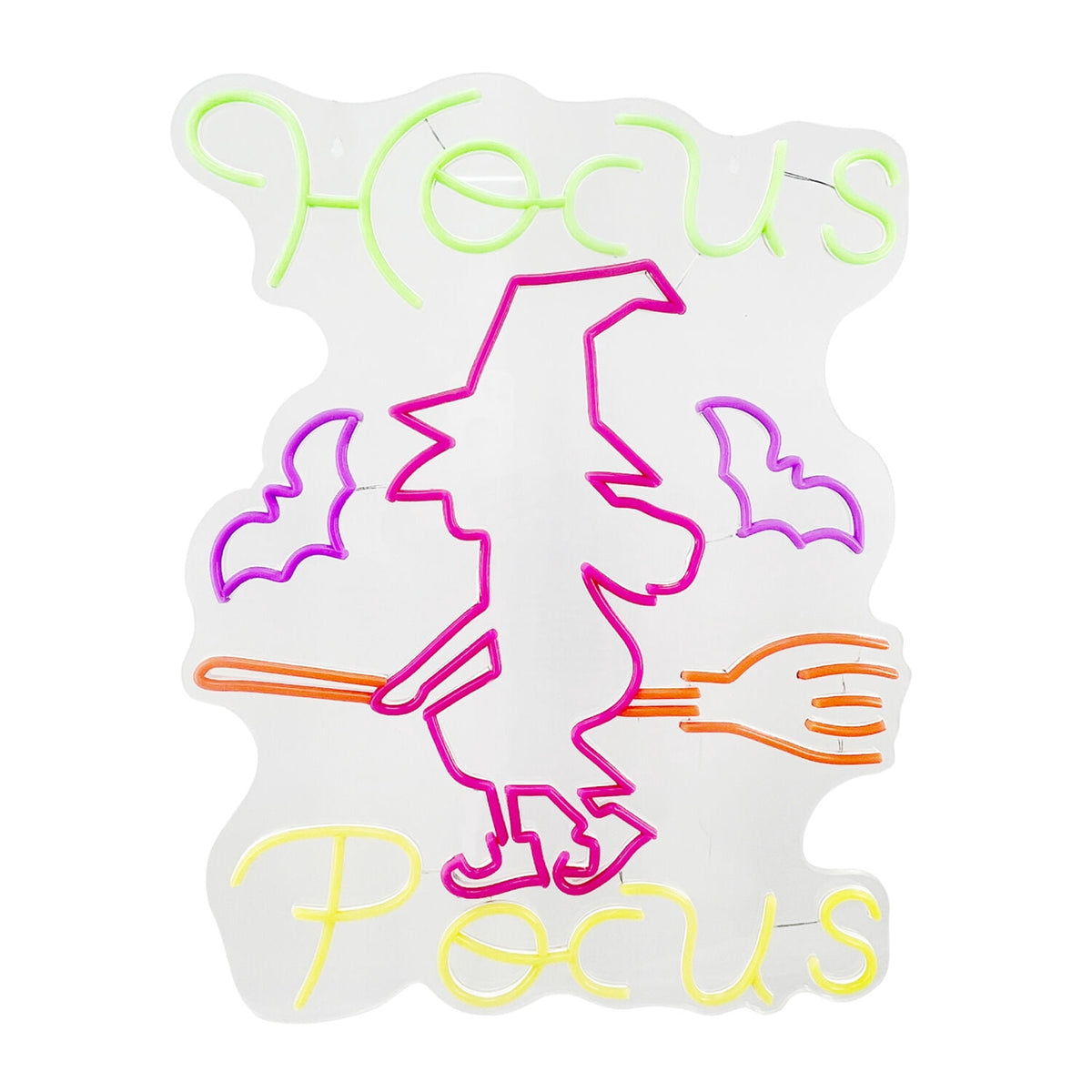 Haunt & Co Witch Sign Multicolor Halloween Décor with Neon LEDs, 1.9-Ft