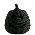 Haunt & Co XHKUYI Halloween Hand-Woven Pumpkin Decorations 10 inch, Happy Haunting Seagrass Plastic Pumpkin Ornament, for Halloween Entryway Tabletop Mantel Haunt House Porch Decor