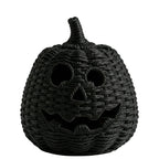 Haunt & Co XHKUYI Halloween Hand-Woven Pumpkin Decorations 10 inch, Happy Haunting Seagrass Plastic Pumpkin Ornament, for Halloween Entryway Tabletop Mantel Haunt House Porch Decor