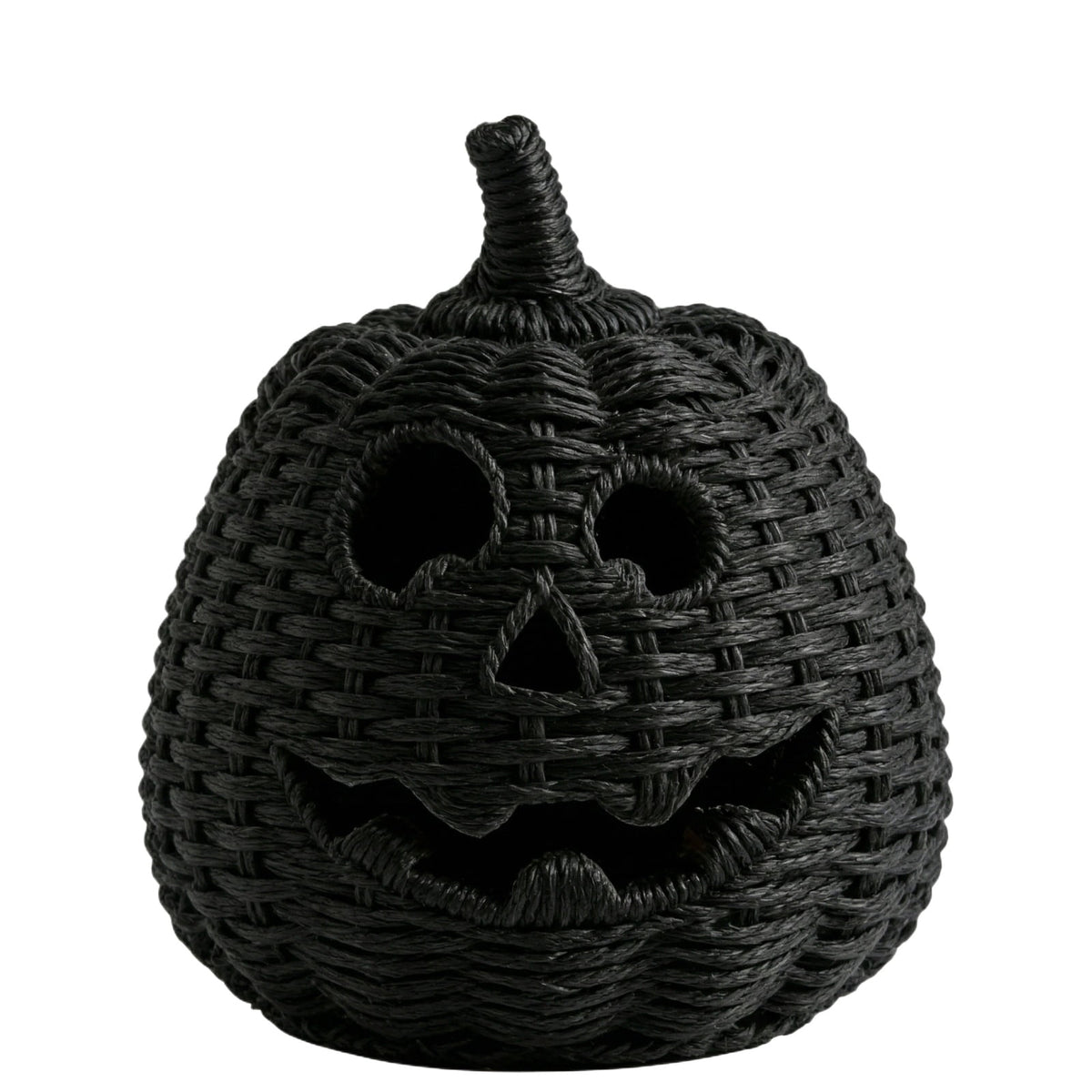 Haunt & Co XHKUYI Halloween Hand-Woven Pumpkin Decorations 10 inch, Happy Haunting Seagrass Plastic Pumpkin Ornament, for Halloween Entryway Tabletop Mantel Haunt House Porch Decor