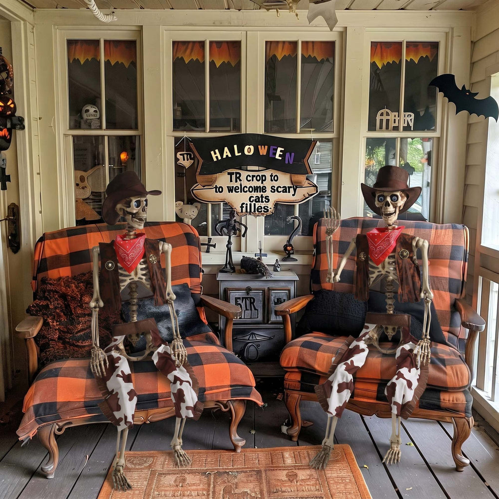 Haunt & Co Yescom Halloween 5.6Ft Life Size Skeleton Cowboy Detailed Costume Outdoor Indoor Haunted House Props Decor 2026