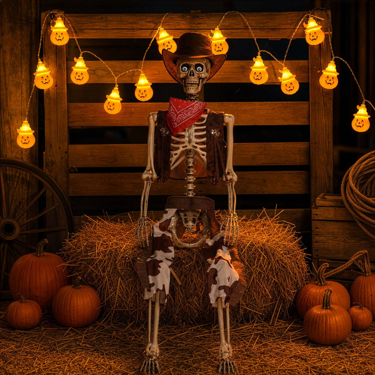 Haunt & Co Yescom Halloween 5.6Ft Life Size Skeleton Cowboy Detailed Costume Outdoor Indoor Haunted House Props Decor 2026