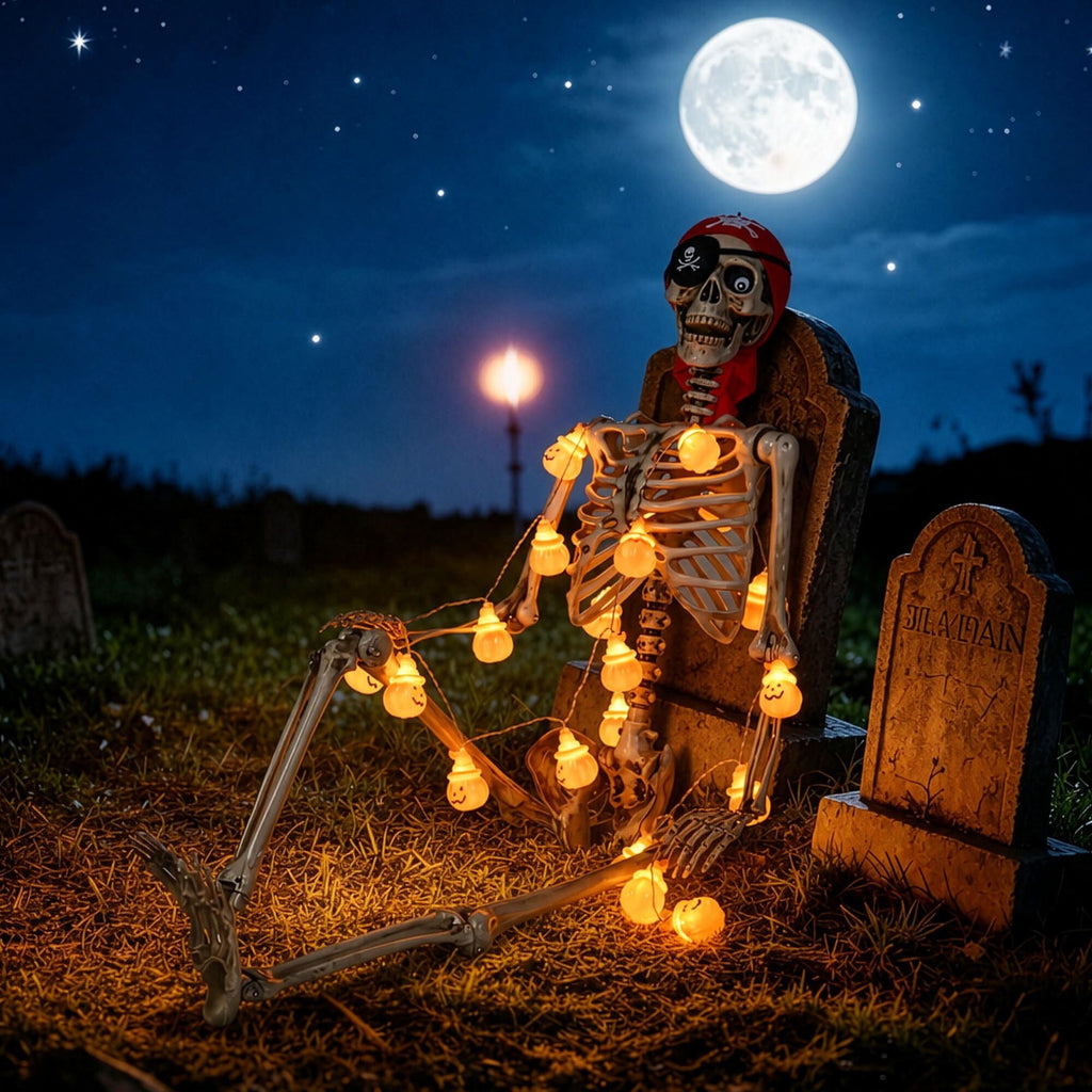 Haunt & Co Yescom Pirate Life Size Skeleton Poseable Full Size 5.6 Ft Haunted House 2026