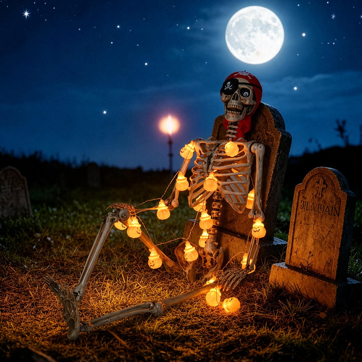 Haunt & Co Yescom Pirate Life Size Skeleton Poseable Full Size 5.6 Ft Haunted House 2026