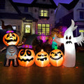 Haunt & Co Vrilay Halloween Inflatables, 7 FT Long 4 Pumpkins with Cute White Ghost Outdoor Decorations, Built-in LEDs, Blow Up Party, Waterproof Yard, Garden, Lawn Decor