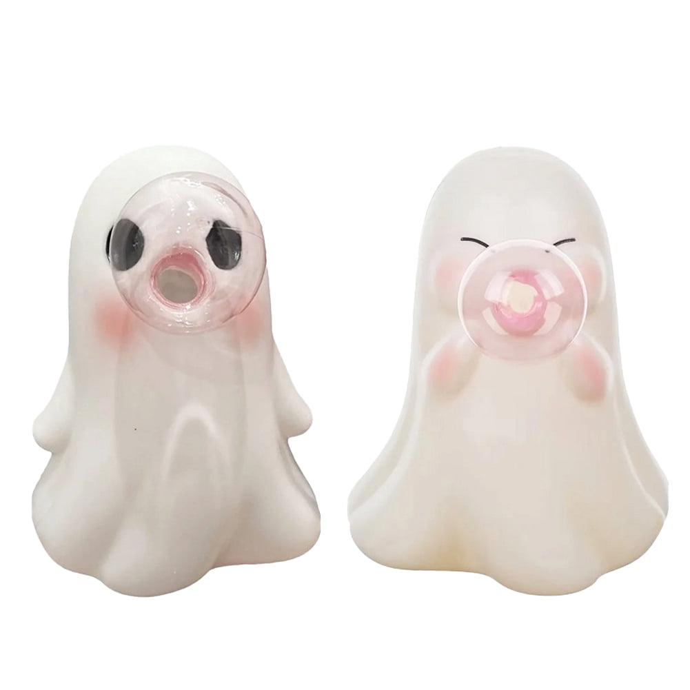 Haunt & Co Yucurem 2 Pack Halloween Bubbles Ghost Figurine for Ghost Lovers, Bubble Blowing Ghost Statue Ornament for Halloween Party Table Desk Tray Shelf Decor
