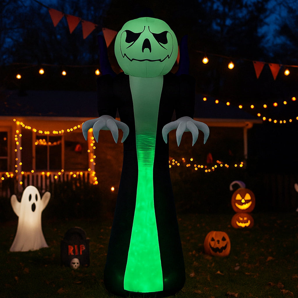 Haunt & Co 12 FT Halloween Inflatables Ghost Outdoor w/ Pumpkins Head