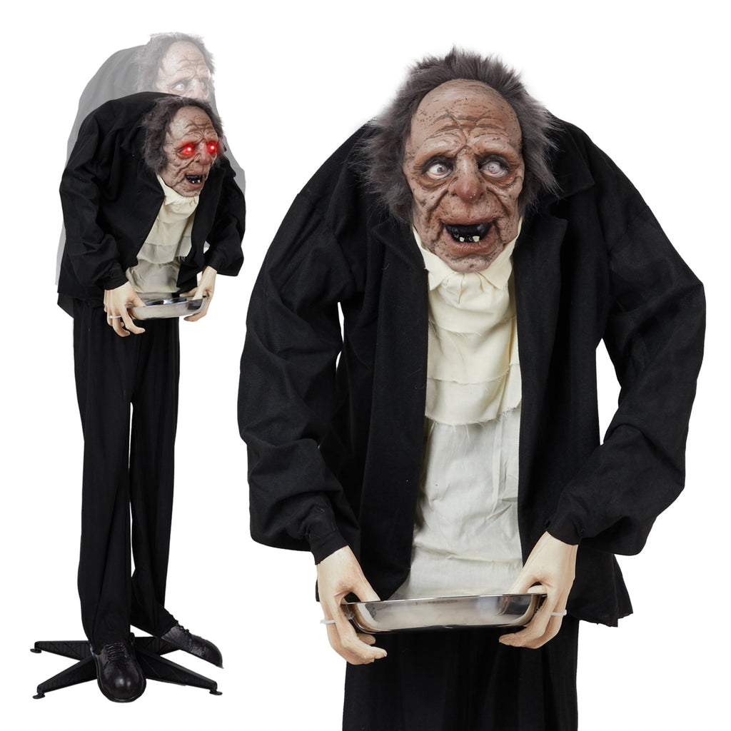 Haunt & Co 5FT Halloween Animatronic Grandpa w/ Candy Dish The Sound Activated Standing Halloween Prop