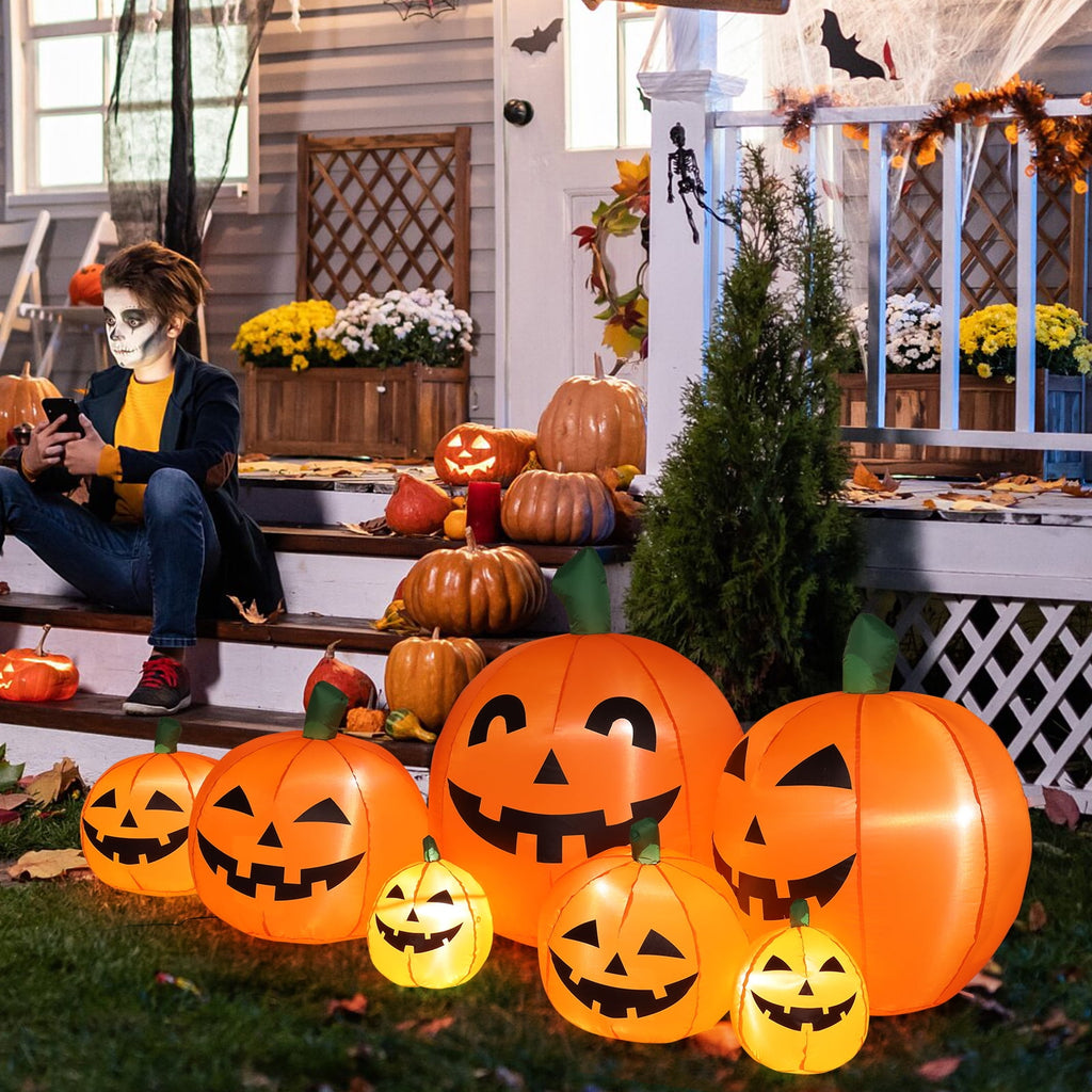 Haunt & Co 7 FT Halloween Inflatables Pumpkin, 7 Blow up Pumpkins w/ Build-in LEDs