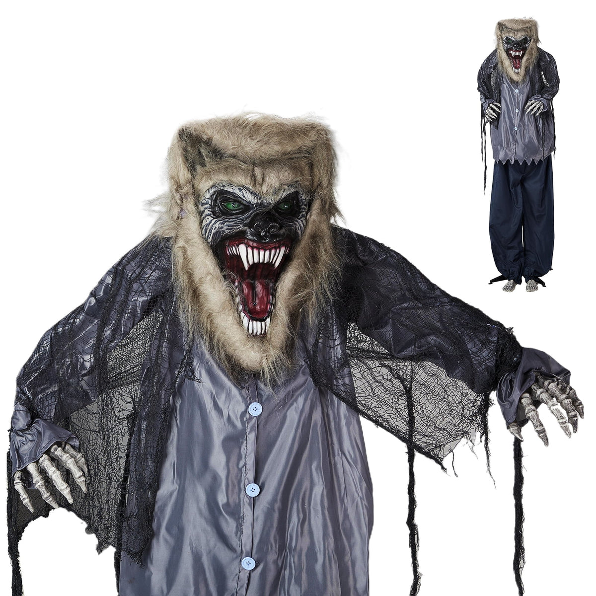 Haunt & Co 7FT Halloween Animatronic Werewolf w/ Werewolf Barking Sound The Sound Activated Halloween Prop
