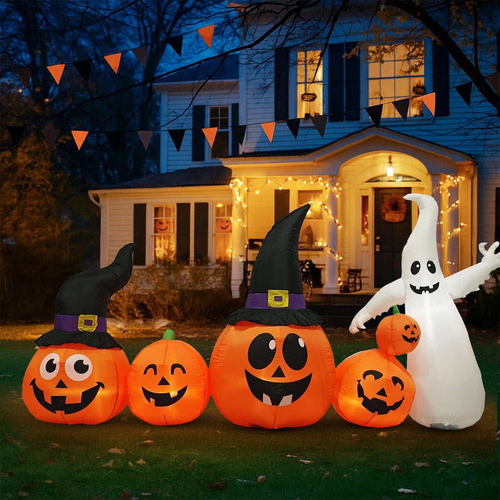 Haunt & Co 7 FT Halloween Inflatables Pumpkin, 7 Blow up Pumpkins w/ Build-in LEDs