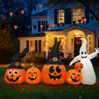 Haunt & Co 7 FT Halloween Inflatables Pumpkin, 7 Blow up Pumpkins w/ Build-in LEDs