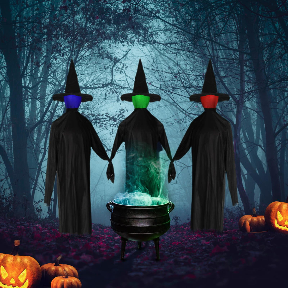 Haunt & Co Zimtwon 5.2ft Halloween Witches Halloween Props Sorcerers Animated Wicked Sound LED Lighted Glowing Head