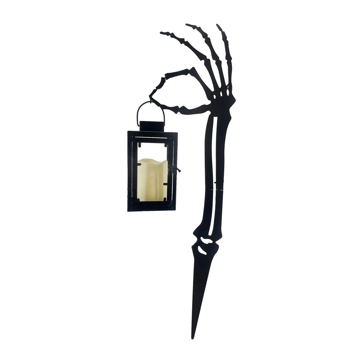 Haunt & Co Zombie Hand Black Halloween Décor with Lantern, LED & Stake, 2.3-Ft