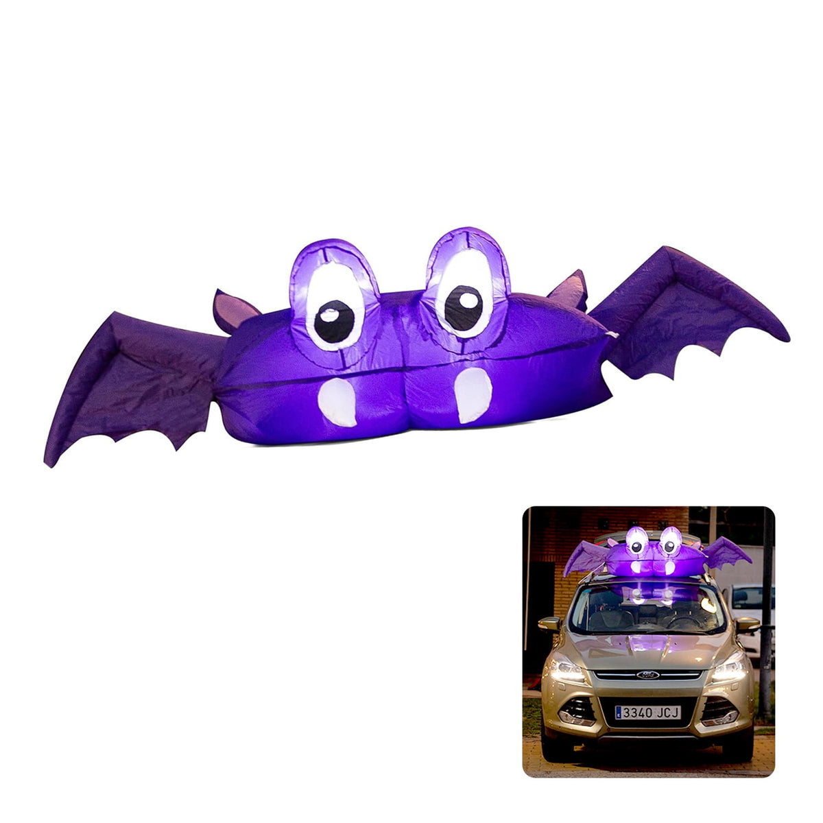 Haunt & Co Zone Tech 6 FT Inflatable Bat Car Trunk Decor with Built-in LEDs, Blow Up Decoration for Halloween (1-Pack)