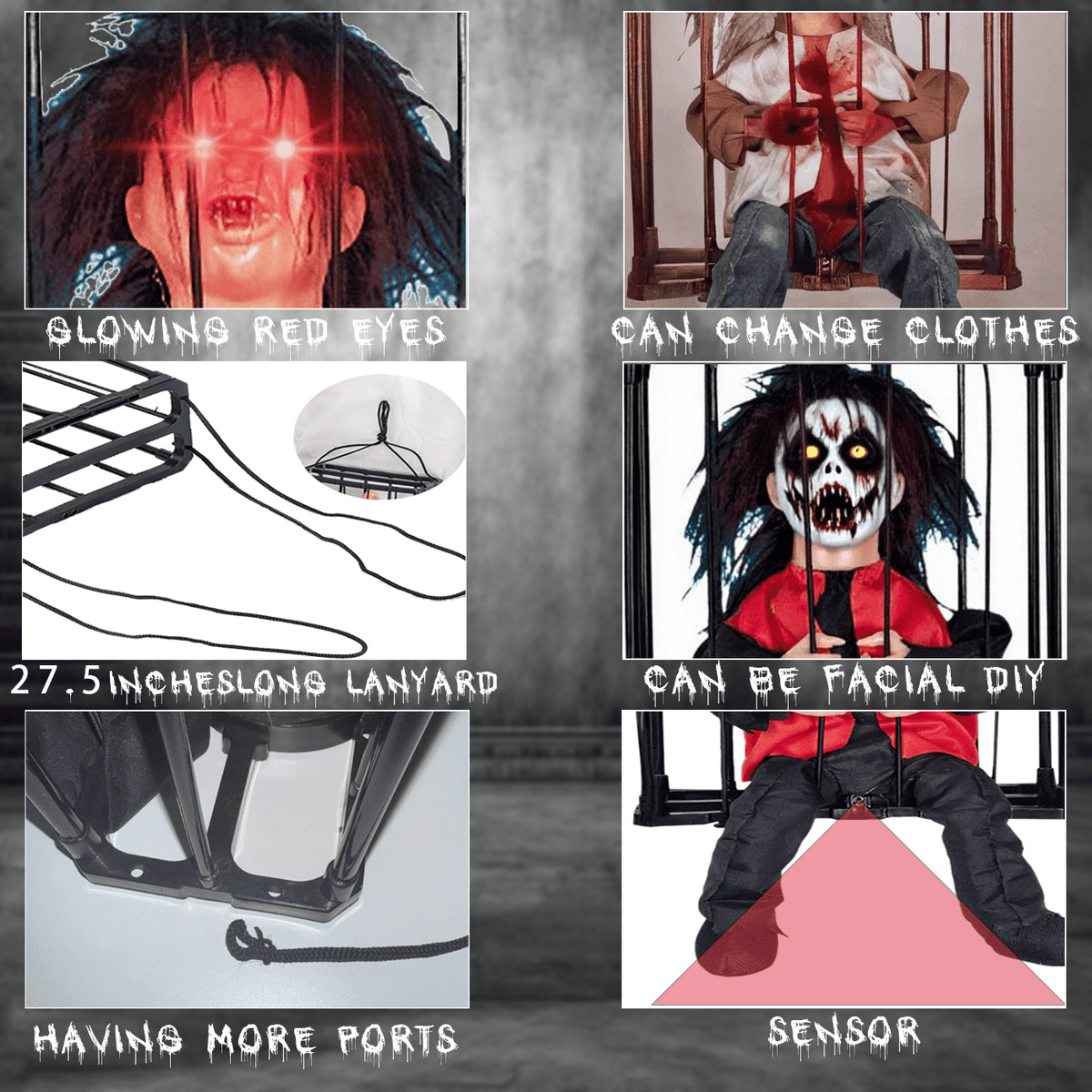 Haunt & Co Halloween Animated Decorations, Prop Scary Haunted Doll Horror with Red Lighting Eyes Spooky Sounds & Motion Sensor for Home Indoor Outdoor