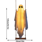 Haunt & Co Fabric Ghost Halloween Ornament, Swinging Solar Light Decor for Tree Yard Porch
