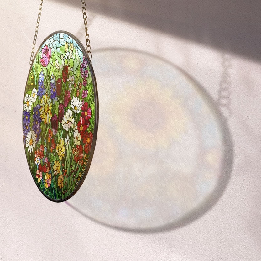 Haunt & Co Garden Suncatchers for Windows, Stained Glass Window Hangings,Hand-Painted Glass Panel Perfect for Home Decor, Stained Glass Ornament 2025, Holiday Decoration, Seasonal Keepsake