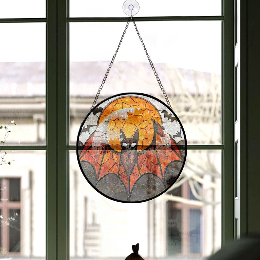 Haunt & Co Bedroom Christmas Gift - Halloween Bat Bird Spooky Holiday Stained Glass Hanging Ornament - Christmas Tree Decoration, Meaningful Gift for Family & Friends, Keepsake 2025