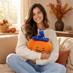 Haunt & Co Halloween Pumpkin Plush Pillow Decor Soft Cotton Pumpkin Cushion Soft Stuffed Figure Autumn Seasonal Ornament Cozy Home Decoration Halloween Party Sofa Bed Chair Accent Gift Holiday Display