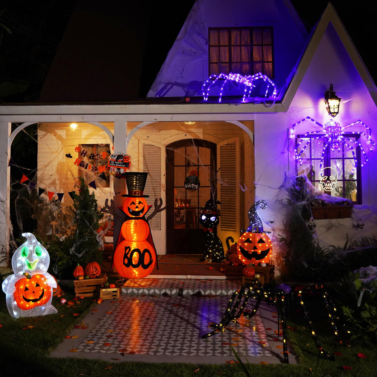 Haunt & Co MARACOL 3.5FT Black Cat , Animated Eyes Scary Halloween Cat Decor with Witch Hat, Light-Up Black Cat with 125 LED