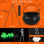 Haunt & Co YIKA Halloween Decoration Tripod Witch Pot Lamp Decorative Strip With Skeleton Man Halloween Ornaments