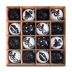 Haunt & Co Creepy Boo Assorted 16 Piece Black and White Ornament Bundle, Monochrome 3" Halloween Bauble Set