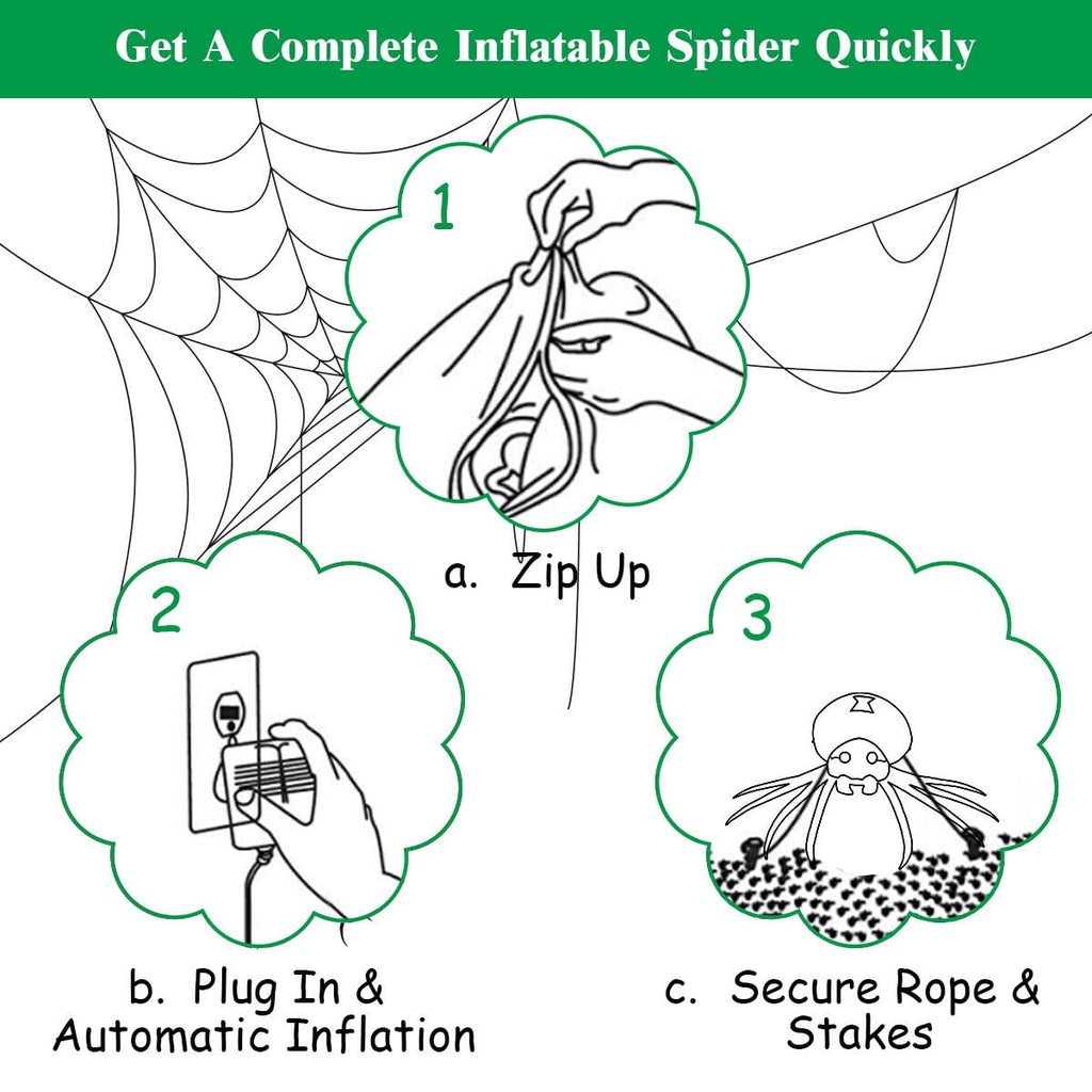 Haunt & Co Gymax 6FT Halloween Inflatable Blow-Up Spider w/ LED Lights Outdoor Yard Decoration