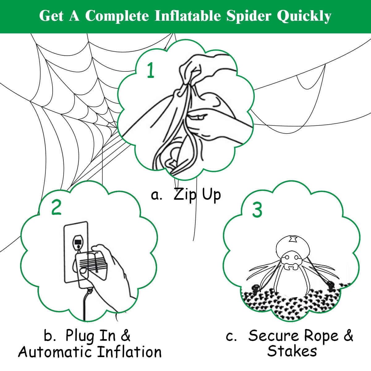 Haunt & Co Gymax 6FT Halloween Inflatable Blow-Up Spider w/ LED Lights Outdoor Yard Decoration