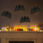 Haunt & Co Halloween Gift Wicker Bat Hanging Ornament, Spooky Woven Black Bat Wall Decor for Home Mantel Door Party Decoration