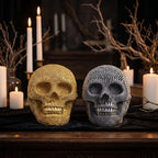 Haunt & Co GIPQJK Summerween Halloween Diamond Resin Skull Gold, Rhinestone Embellished Skeleton Head Ornament for Party Home Decor Desktop Display Gold