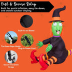 Haunt & Co 4 FT Halloween Inflatables Witch Crashing Into Tree,LED Lighted Blow Up Yard Decoration